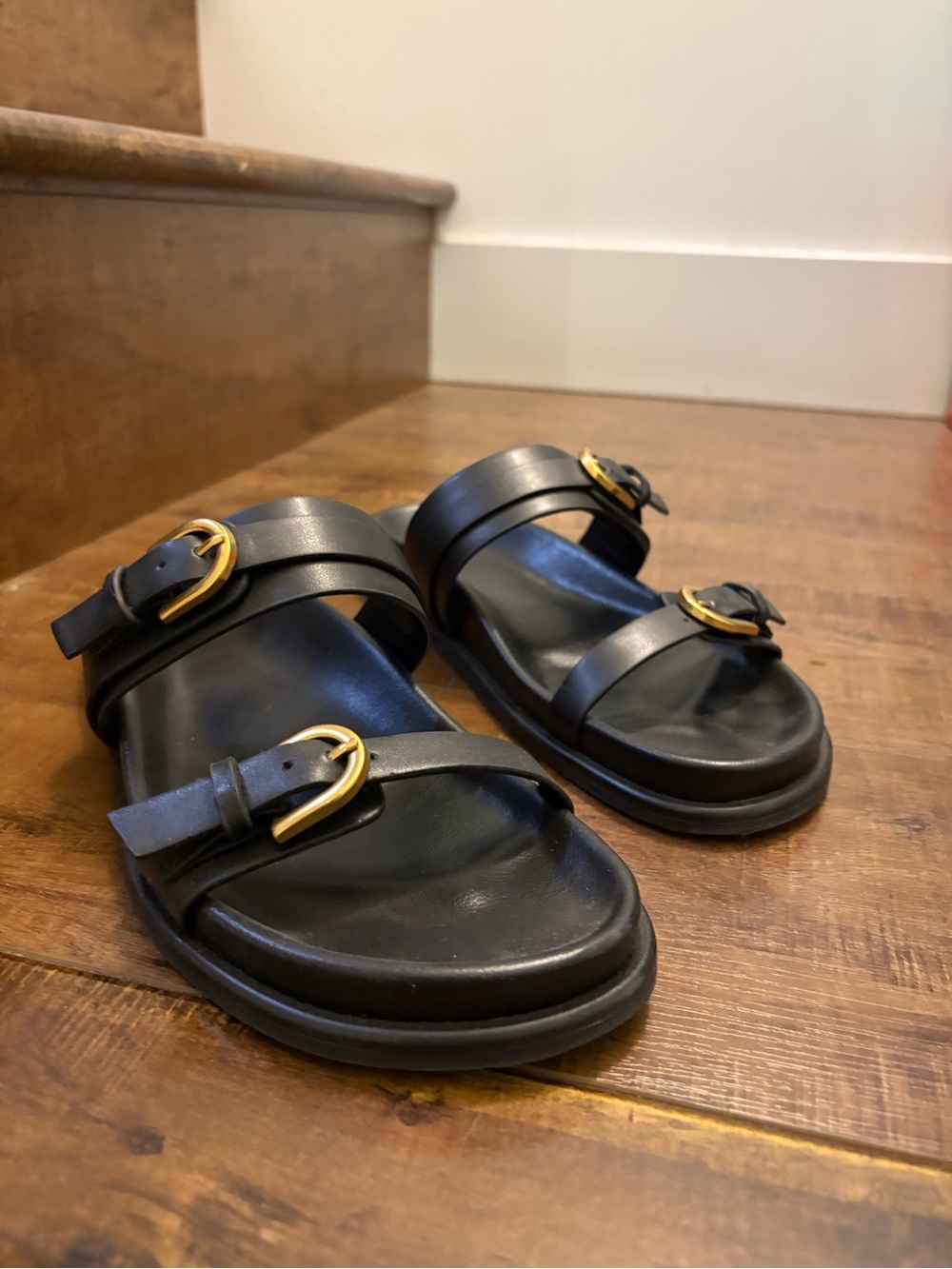 Zara double strap buckle sandals with Gold buckles - Picture 2 of 4